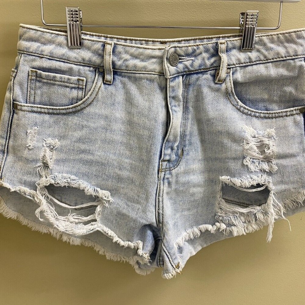 Pac Sun High Rise Festival Light Wash Jean Shorts Women's Sz 26
